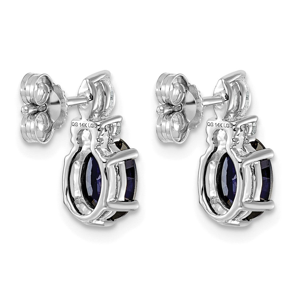 14K White Gold Diamond and Lab Created Sapphire Post Earrings