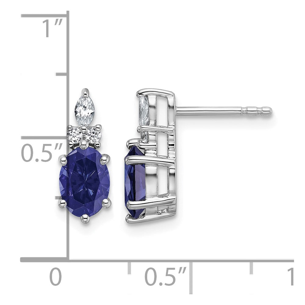 14K White Gold Diamond and Lab Created Sapphire Post Earrings