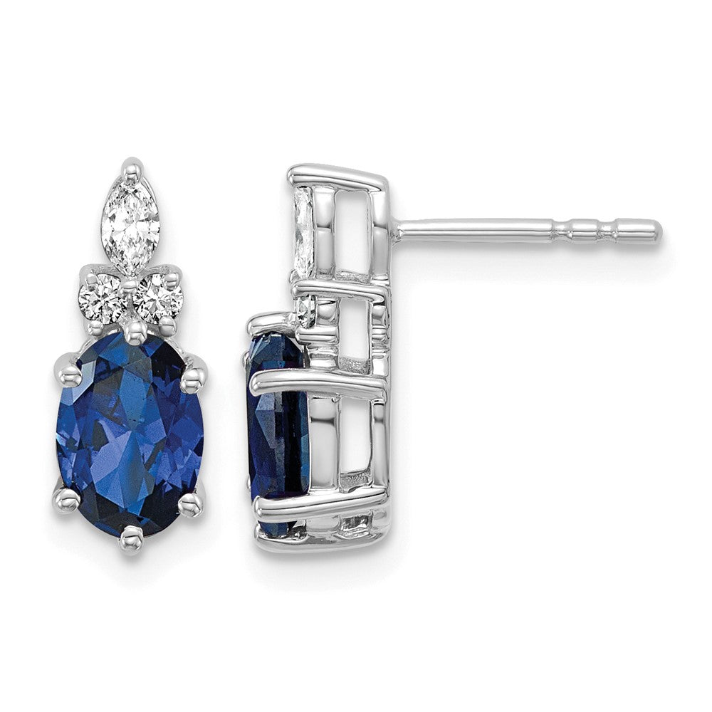 14K White Gold Diamond and Lab Created Sapphire Post Earrings