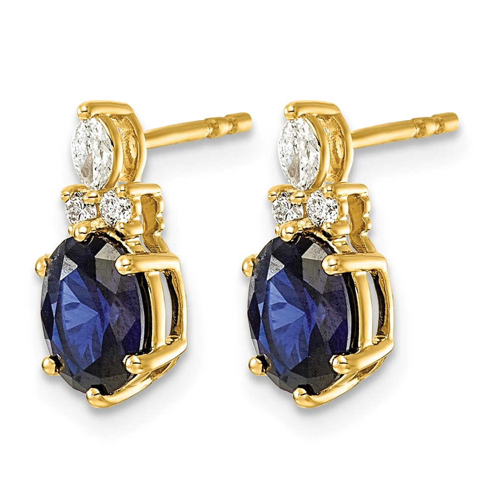 14K Diamond and Lab Created Sapphire Post Earrings