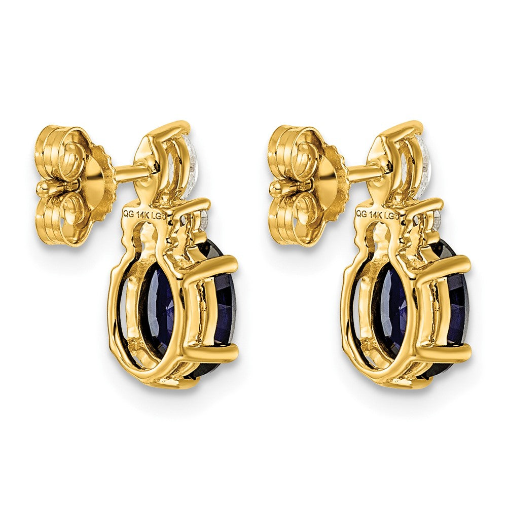14K Diamond and Lab Created Sapphire Post Earrings