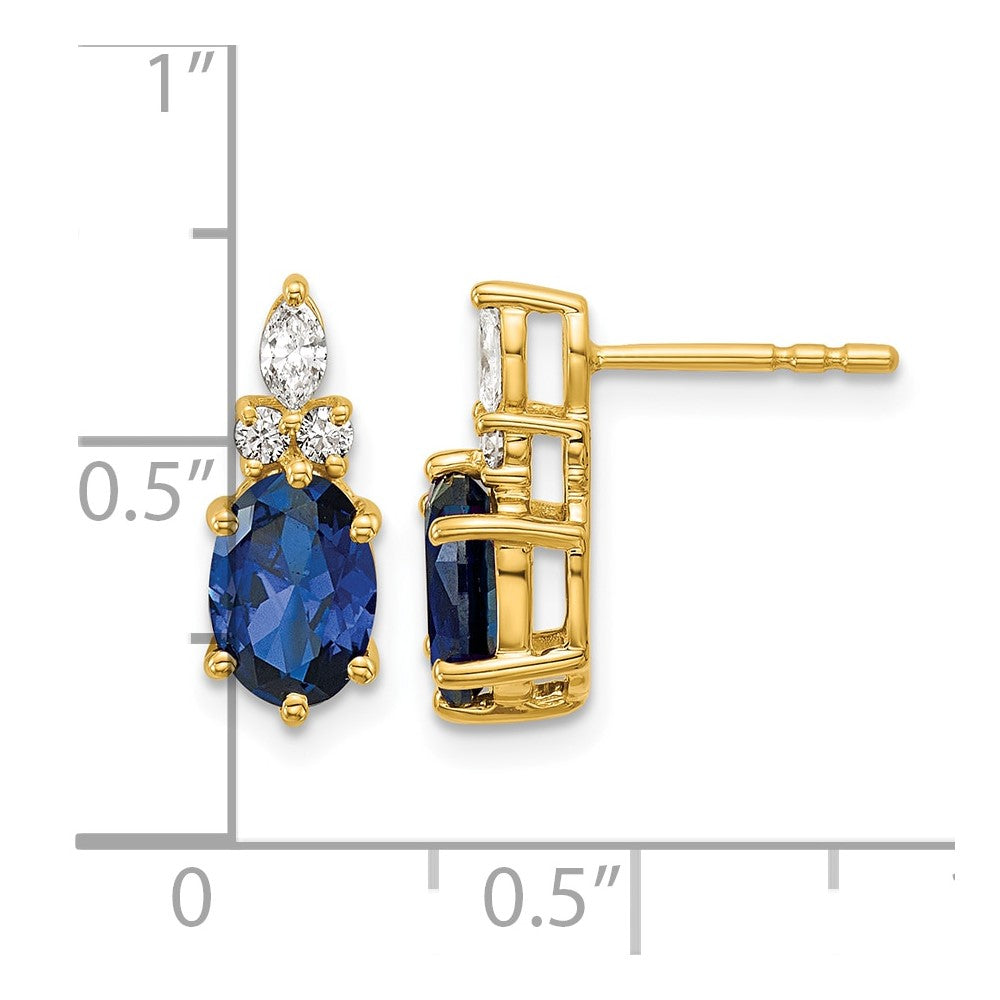 14K Diamond and Lab Created Sapphire Post Earrings