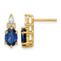 14K Diamond and Lab Created Sapphire Post Earrings