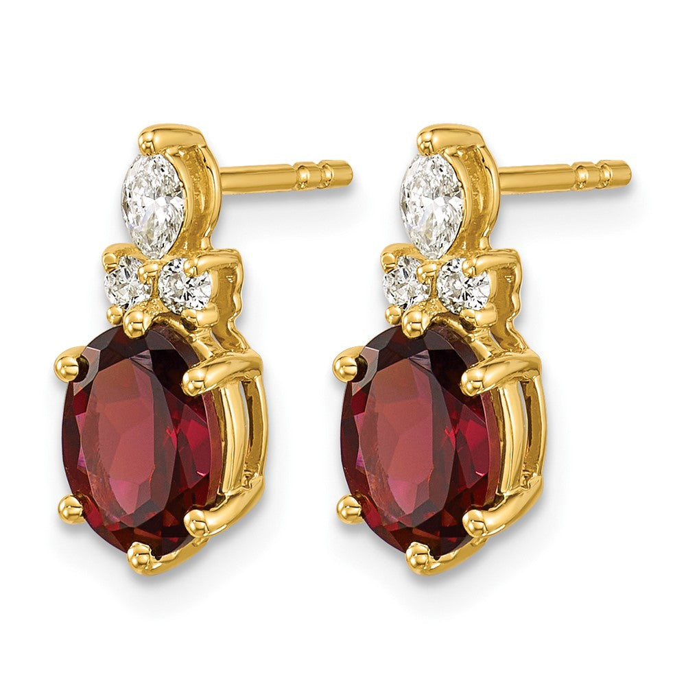 14K Diamond and Garnet Post Earrings