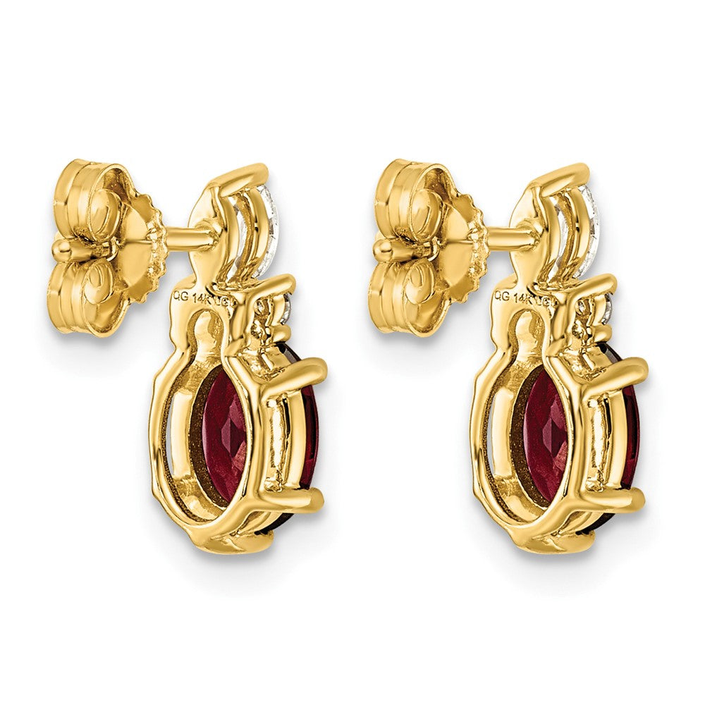14K Diamond and Garnet Post Earrings