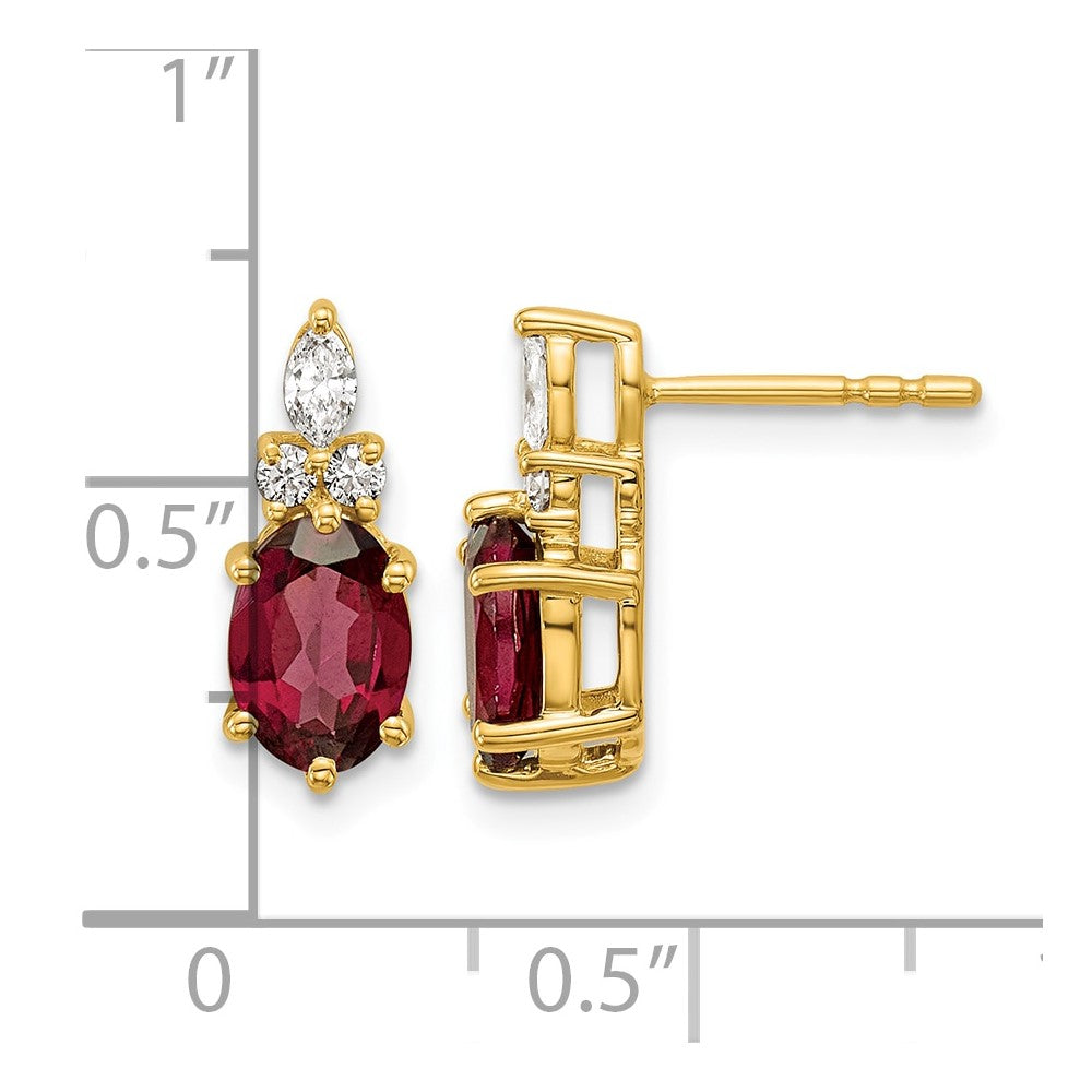 14K Diamond and Garnet Post Earrings