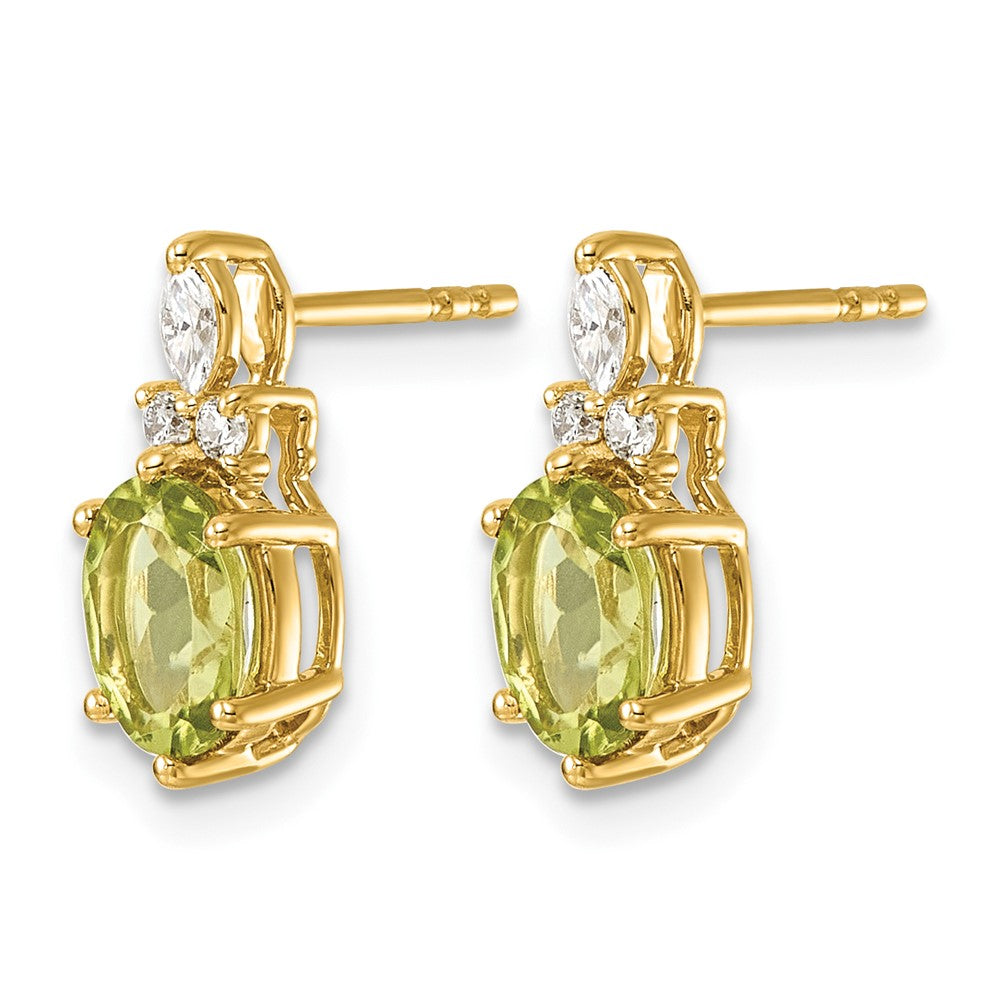 14K Diamond and Peridot Post Earrings