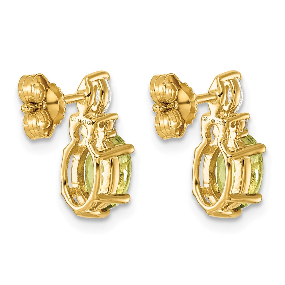 14K Diamond and Peridot Post Earrings