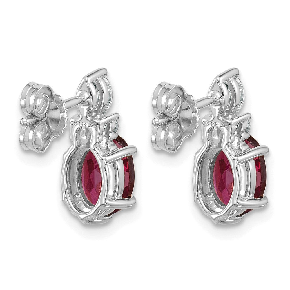14K White Gold Diamond and Rhodolite Garnet Post Earrings