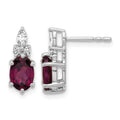 14K White Gold Diamond and Rhodolite Garnet Post Earrings