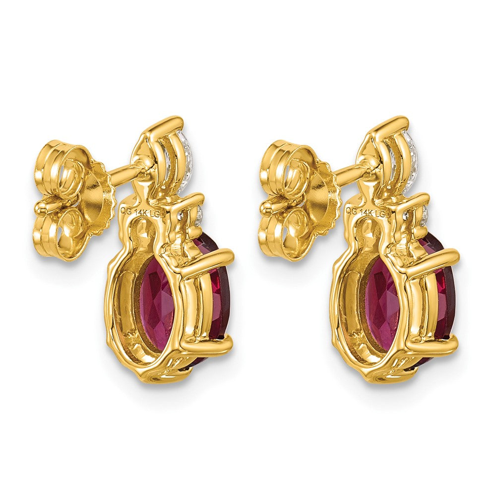 14K Diamond and Rhodolite Garnet Post Earrings