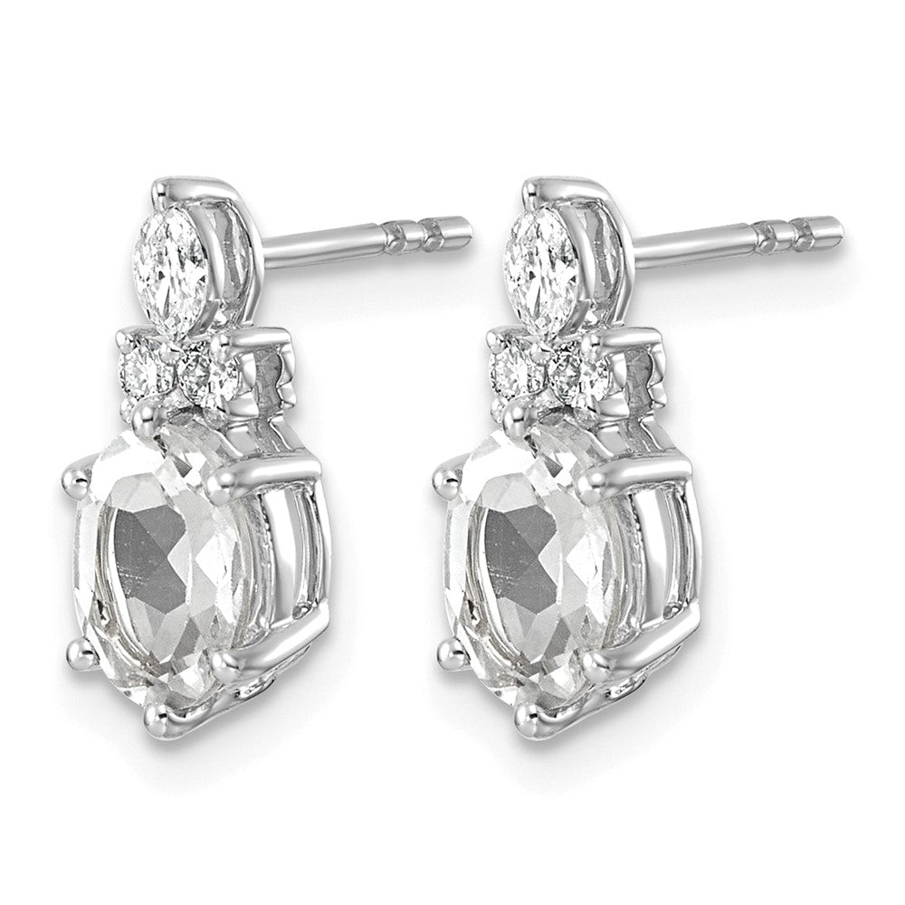 14K White Gold Diamond and White Topaz Post Earrings