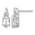 14K White Gold Diamond and White Topaz Post Earrings