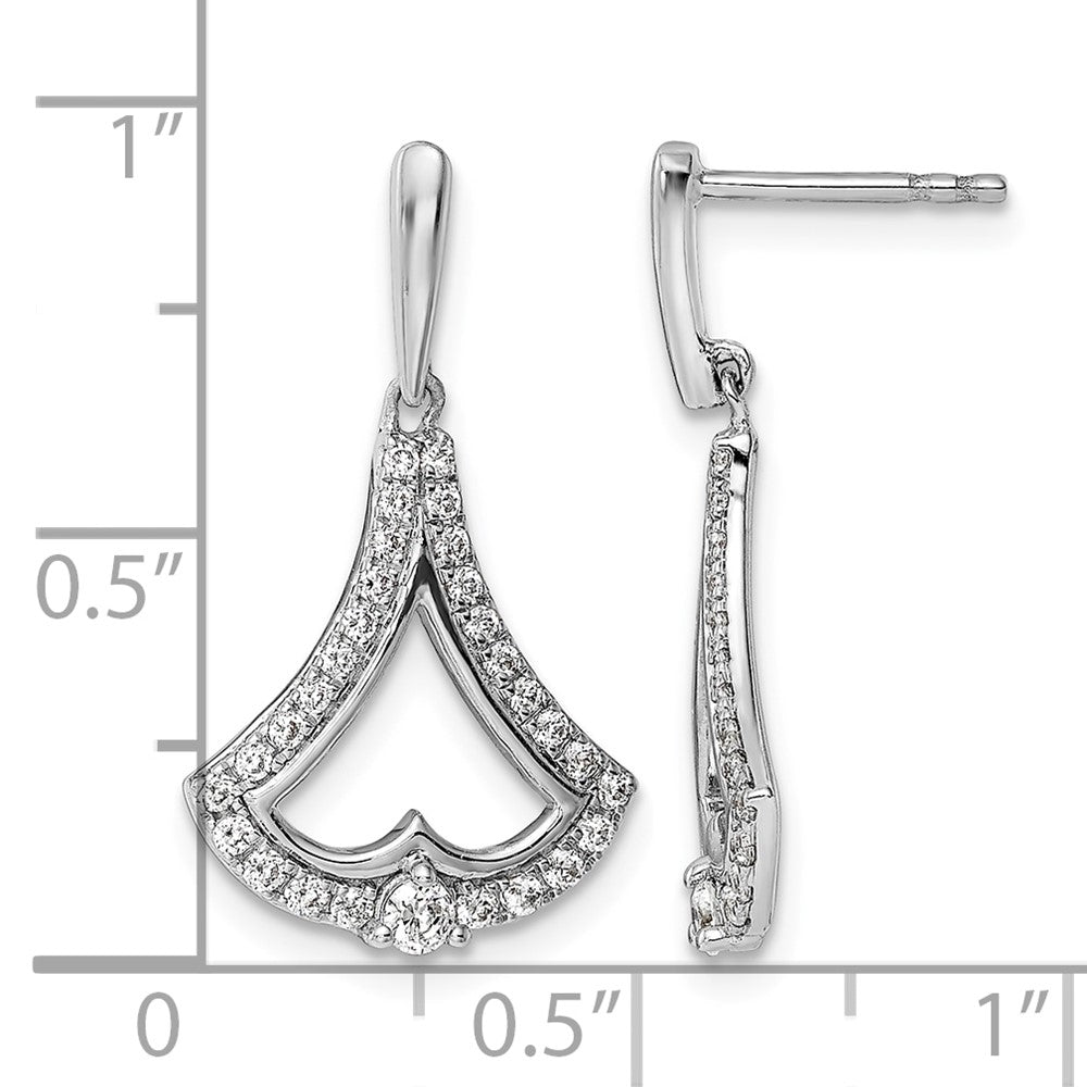 14k White Gold Diamond Post Dangle Earrings