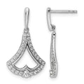 14k White Gold Diamond Post Dangle Earrings