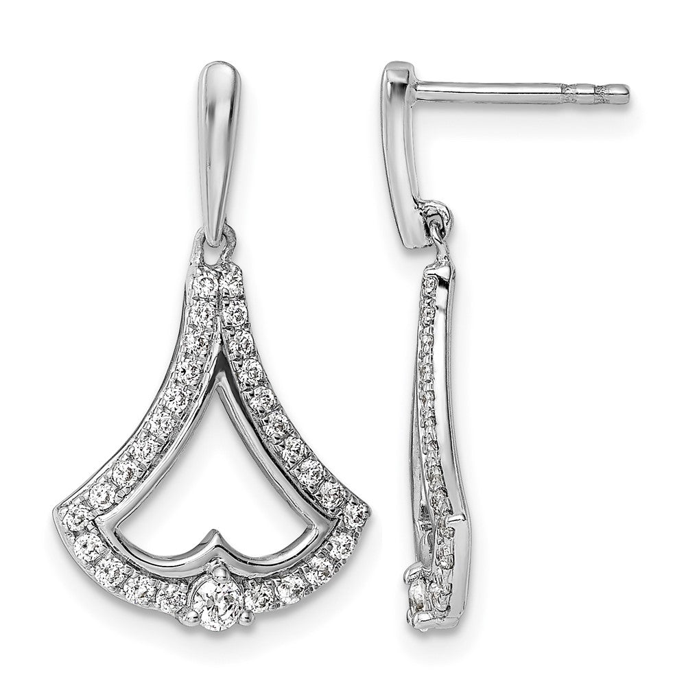14k White Gold Diamond Post Dangle Earrings