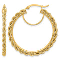 14k Polished and D/C Rope 2.95mm Hoop Earrings
