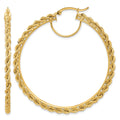 14k Polished and D/C Rope 2.95mm Hoop Earrings