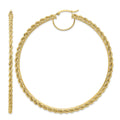 14k Polished and D/C Rope 2.95mm Hoop Earrings