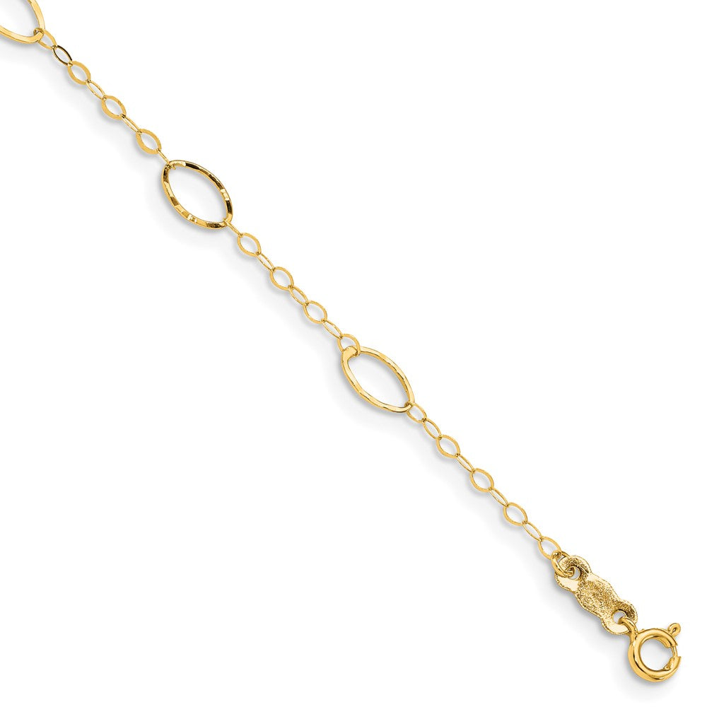 14k Oval Design Diamond-cut Bracelet