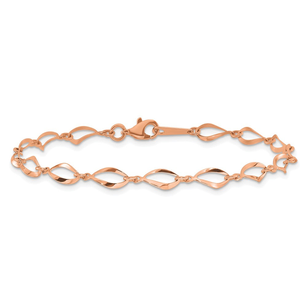 14k Rose Gold Polished Fancy Link Bracelet