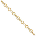 14K Polished and Textured Fancy Link Bracelet