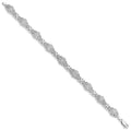 14K White Gold Fancy Floral Link Bracelet