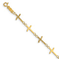 14k Polished Diamond-cut Crosses w/1in. Ext. Bracelet