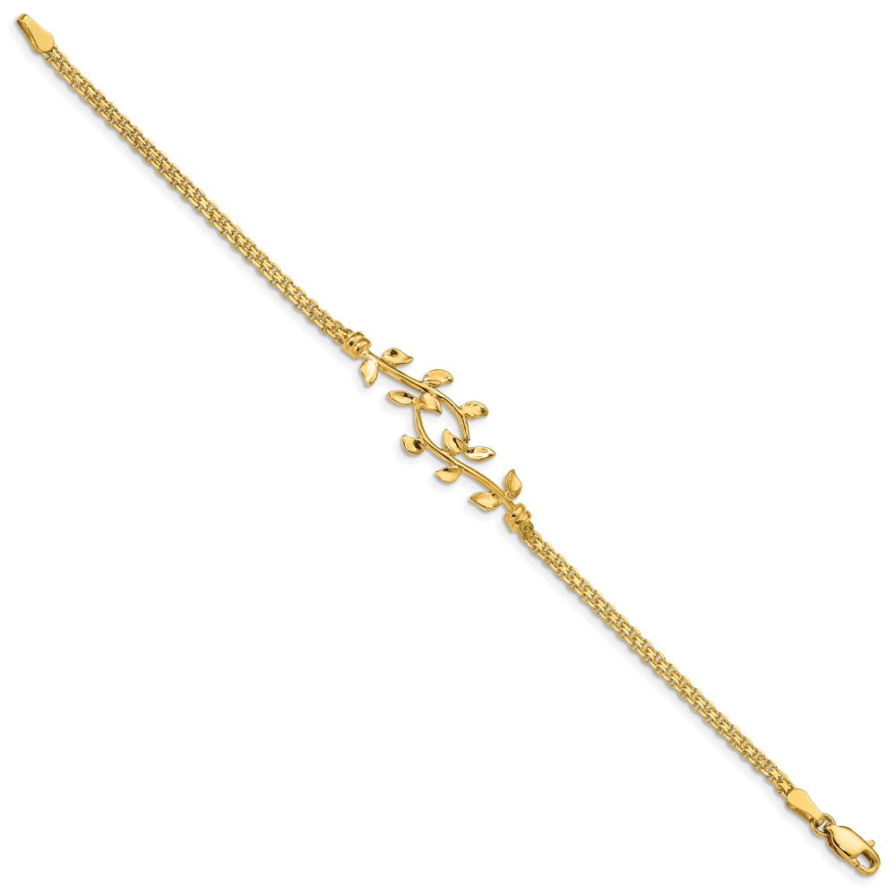 14K Polished Leaf Bracelet