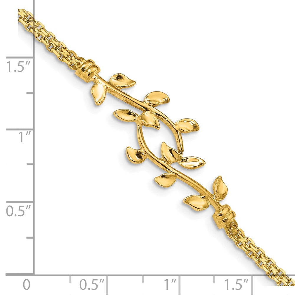 14K Polished Leaf Bracelet