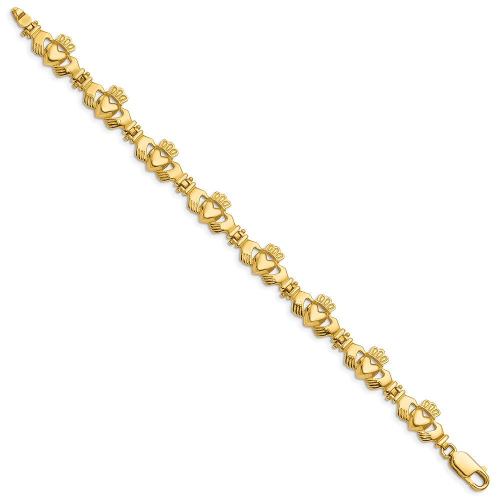14k Polished Claddagh Link Bracelet