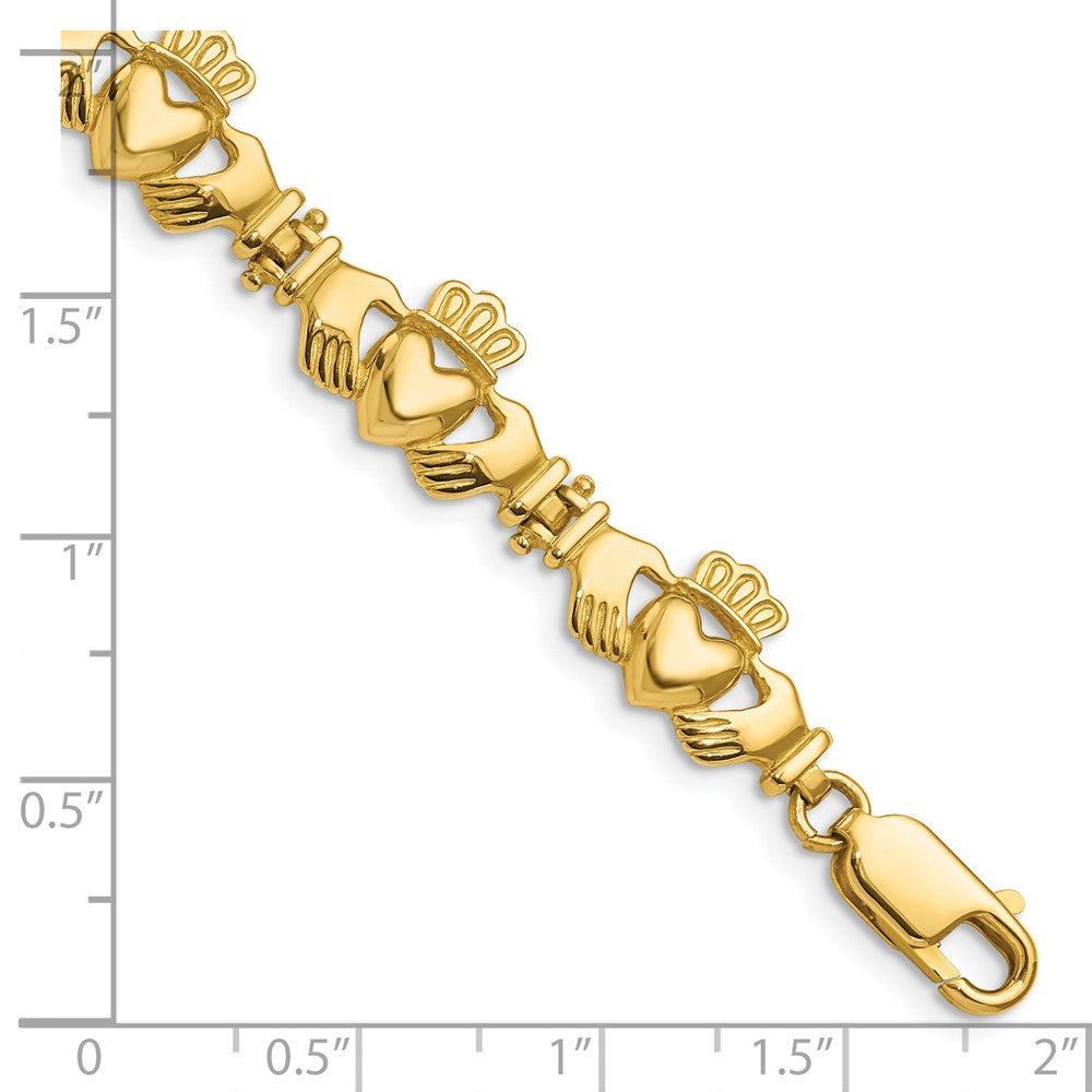 14k Polished Claddagh Link Bracelet
