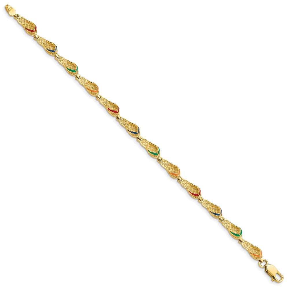 14k Multi-Color Enamel Flip Flop Bracelet