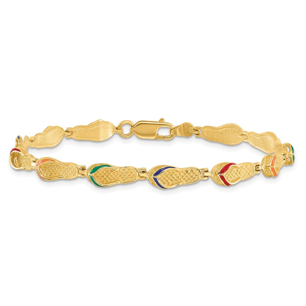 14k Multi-Color Enamel Flip Flop Bracelet