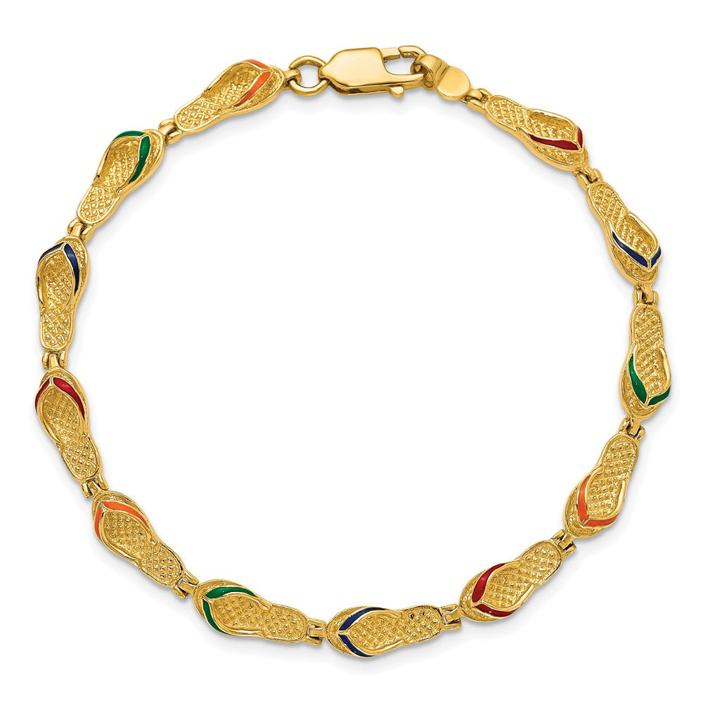 14k Multi-Color Enamel Flip Flop Bracelet