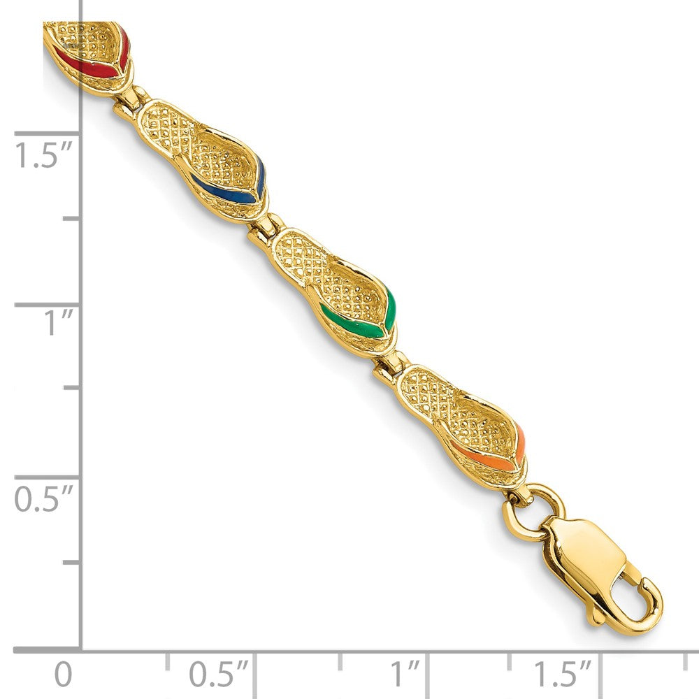 14k Multi-Color Enamel Flip Flop Bracelet