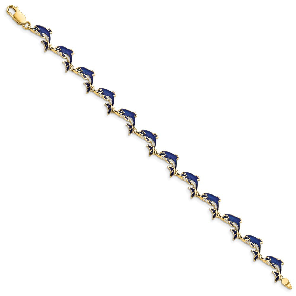 14k Enameled Dolphin Bracelet