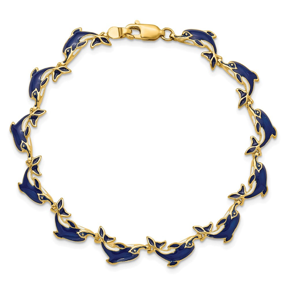 14k Enameled Dolphin Bracelet