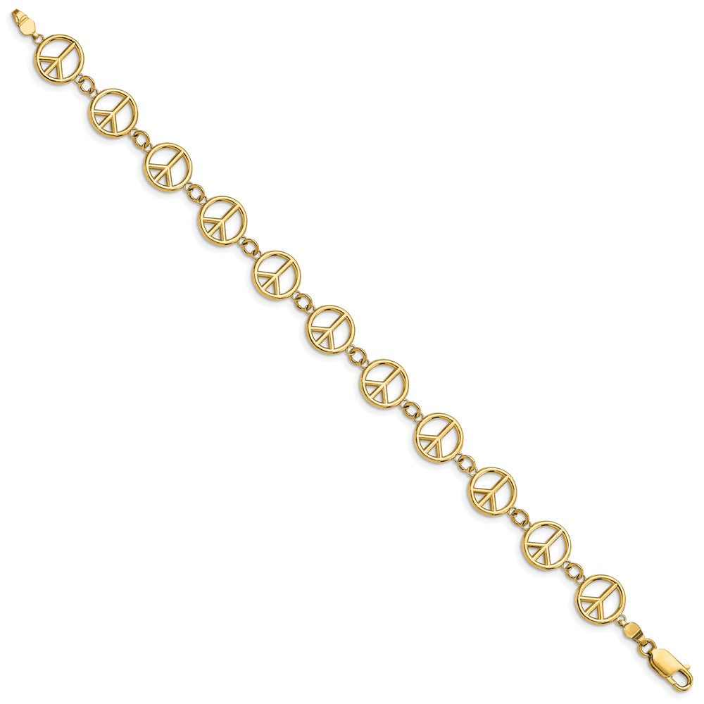 14k Polished Peace Sign Bracelet