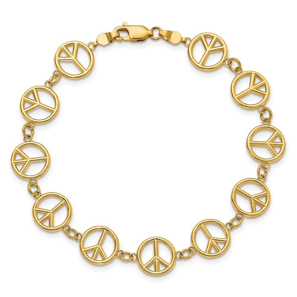 14k Polished Peace Sign Bracelet