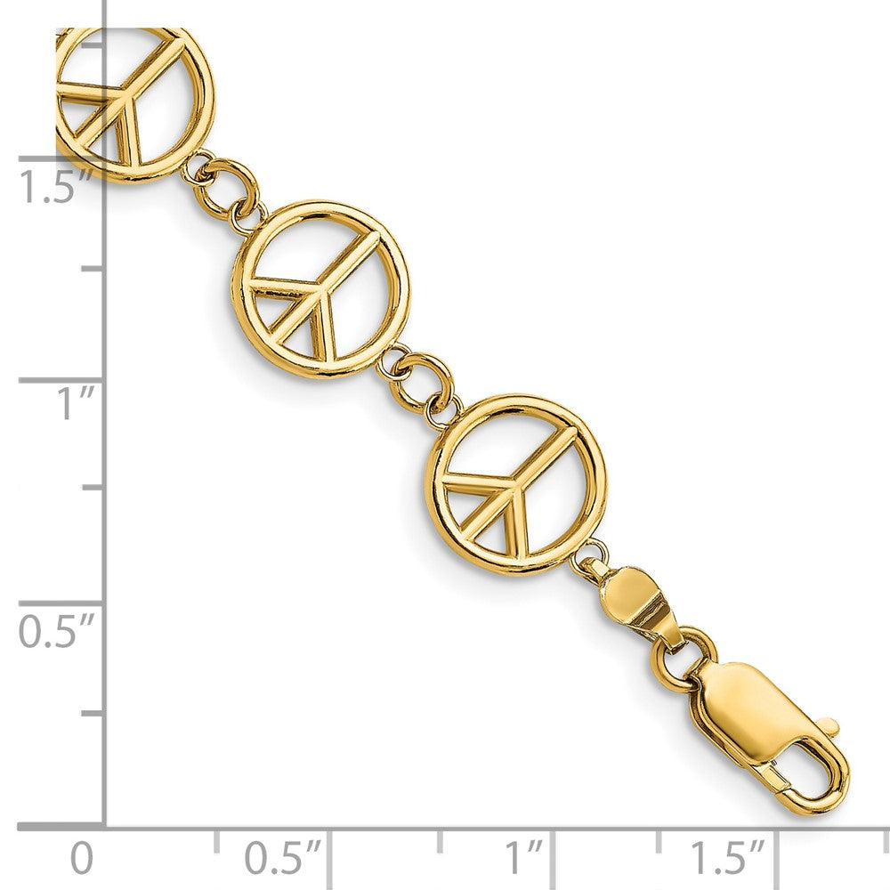 14k Polished Peace Sign Bracelet