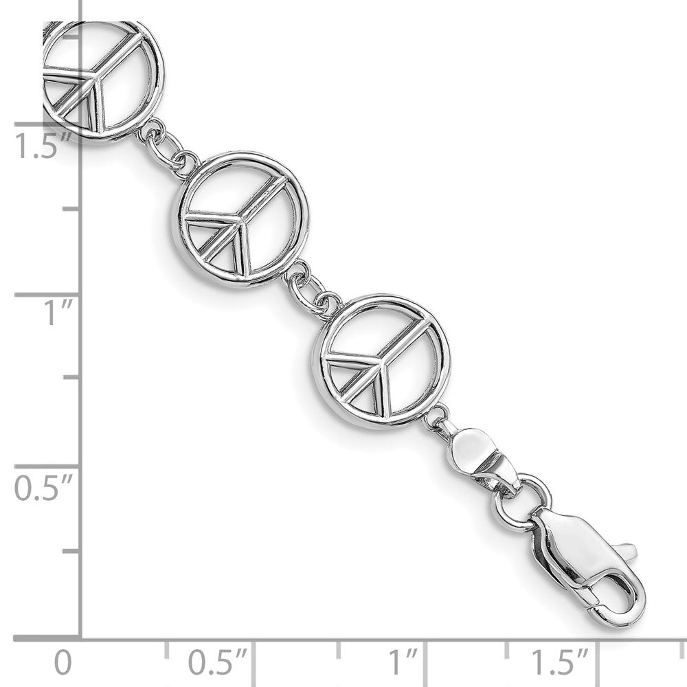 14k White Gold Polished Peace Sign Bracelet