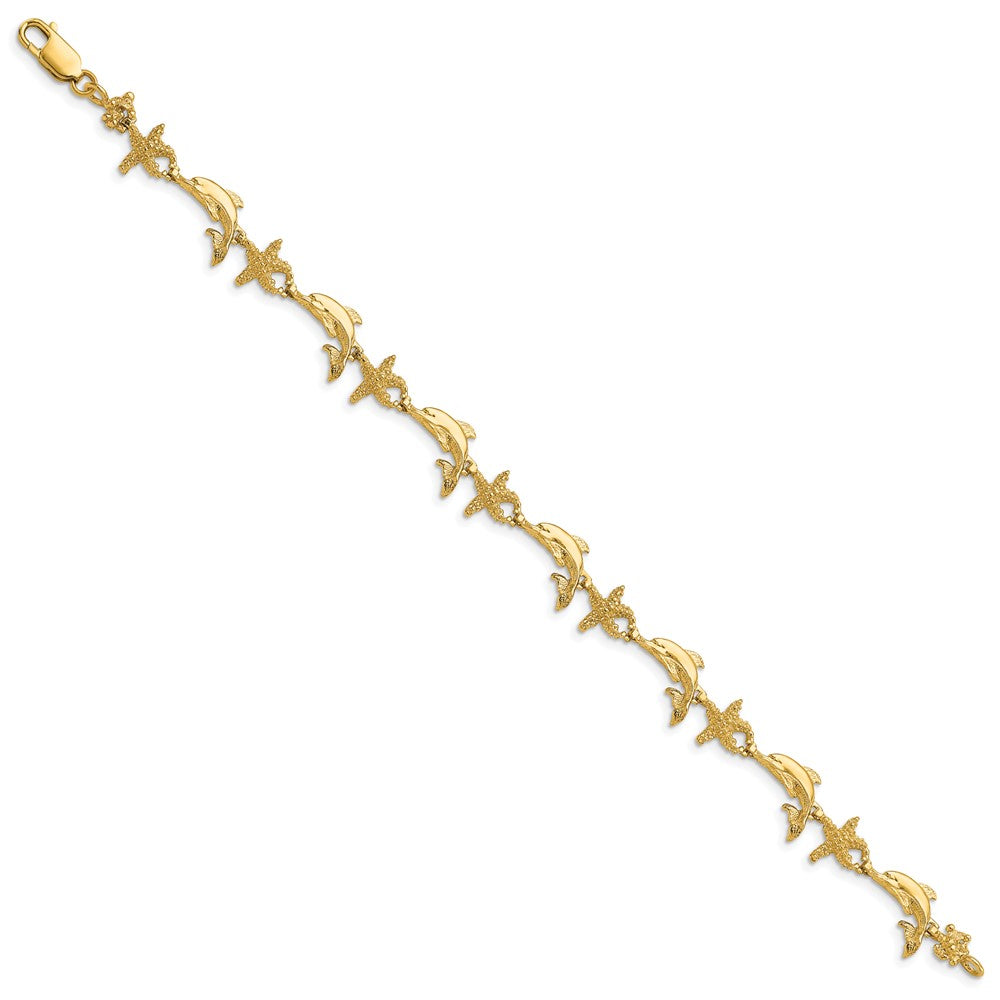 14K Dolphin and Starfish Bracelet