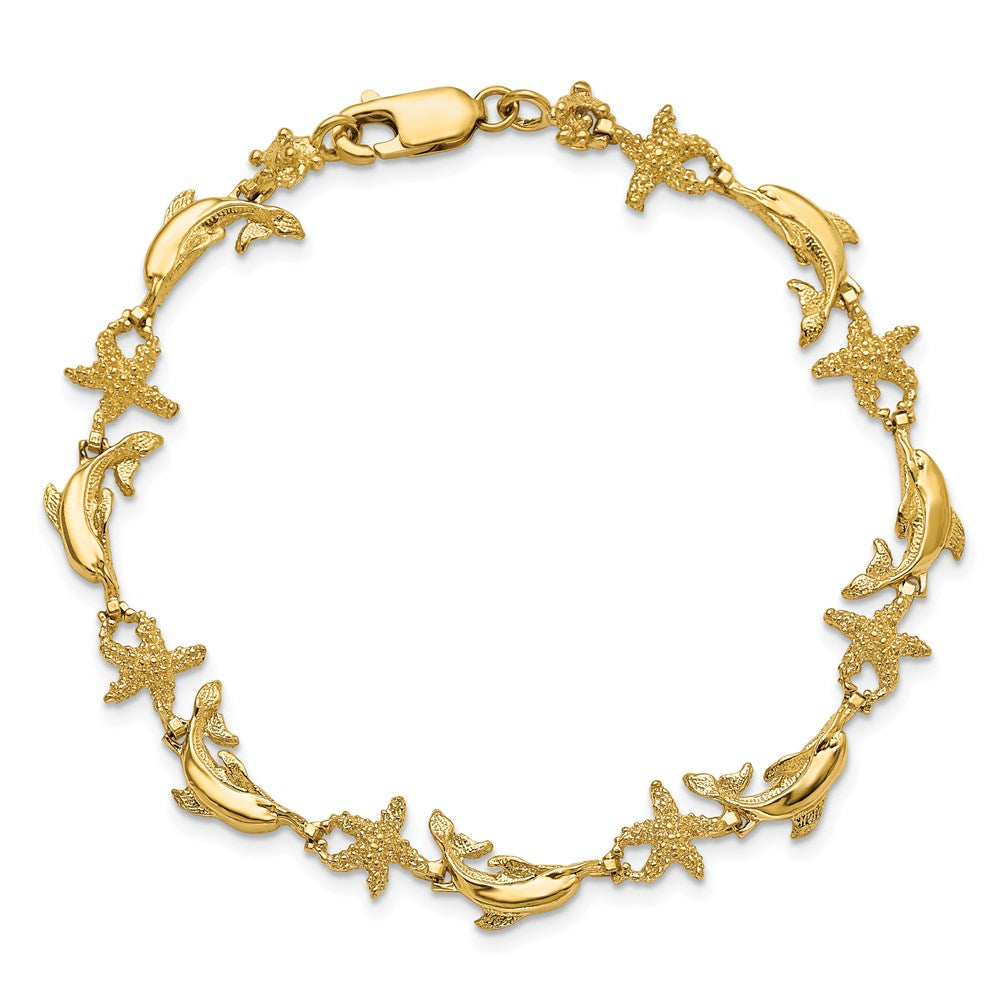 14K Dolphin and Starfish Bracelet
