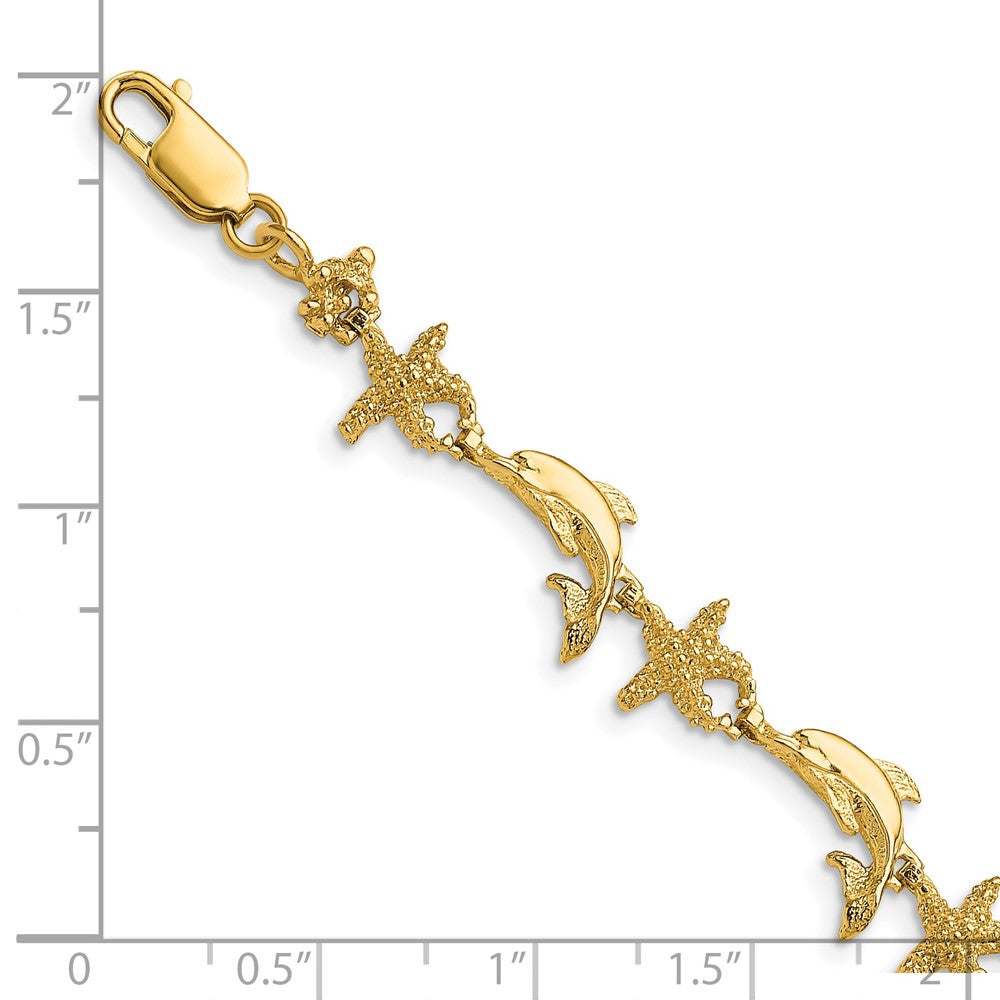 14K Dolphin and Starfish Bracelet