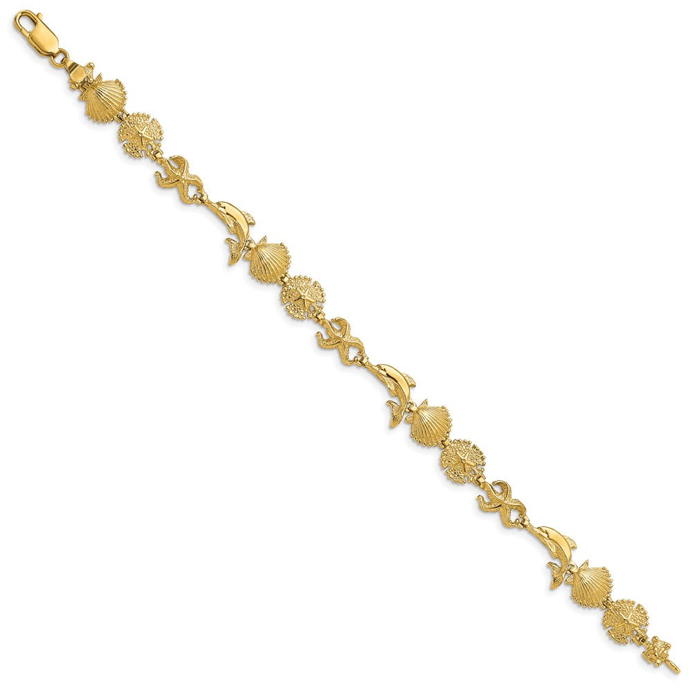 14K Dolphin and Sea Shells Bracelet
