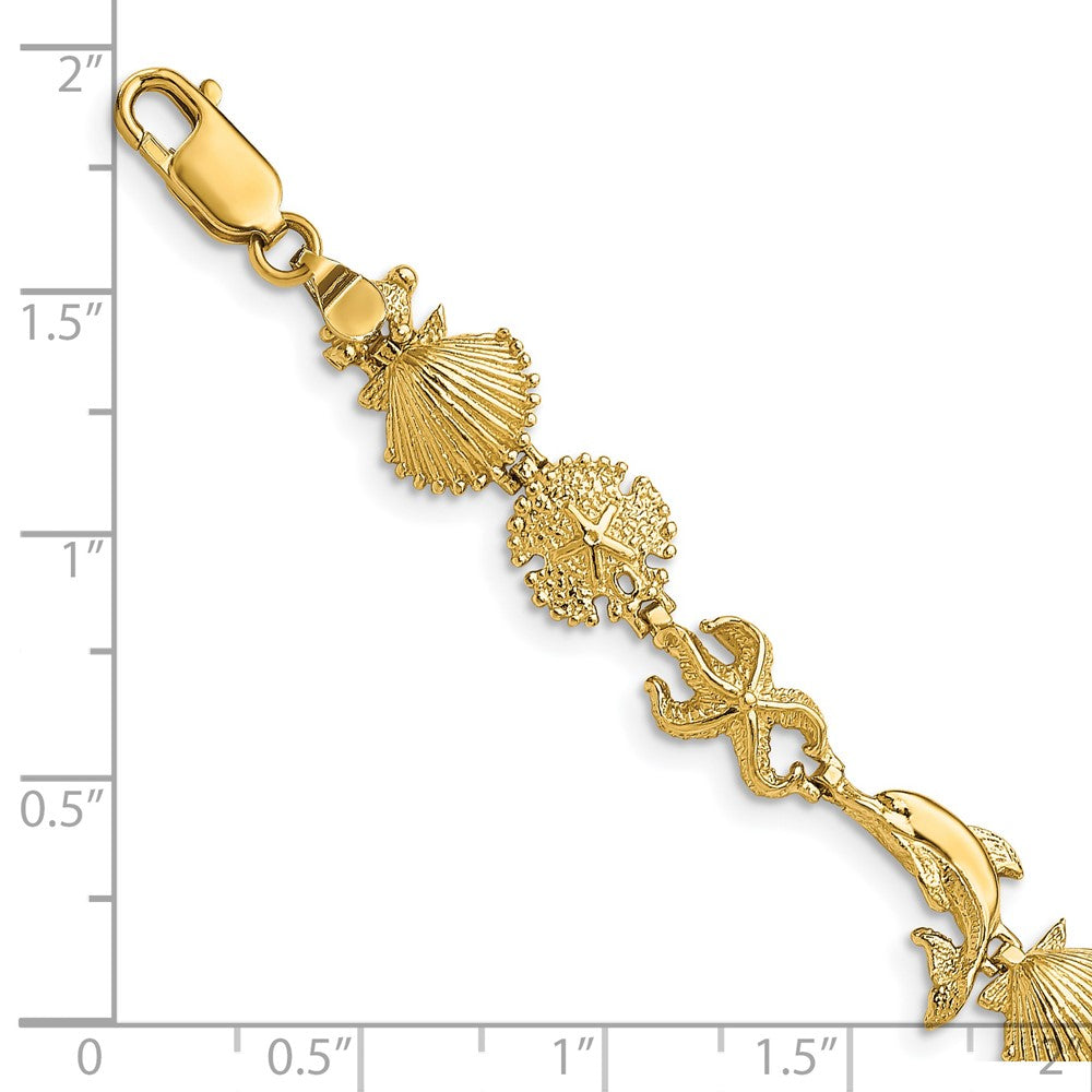 14K Dolphin and Sea Shells Bracelet