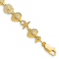 14K Sand Dolloar, Clam, Starfish Bracelet