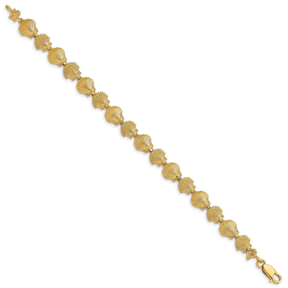 14K Polished /Textured Scallop Shell Bracelet