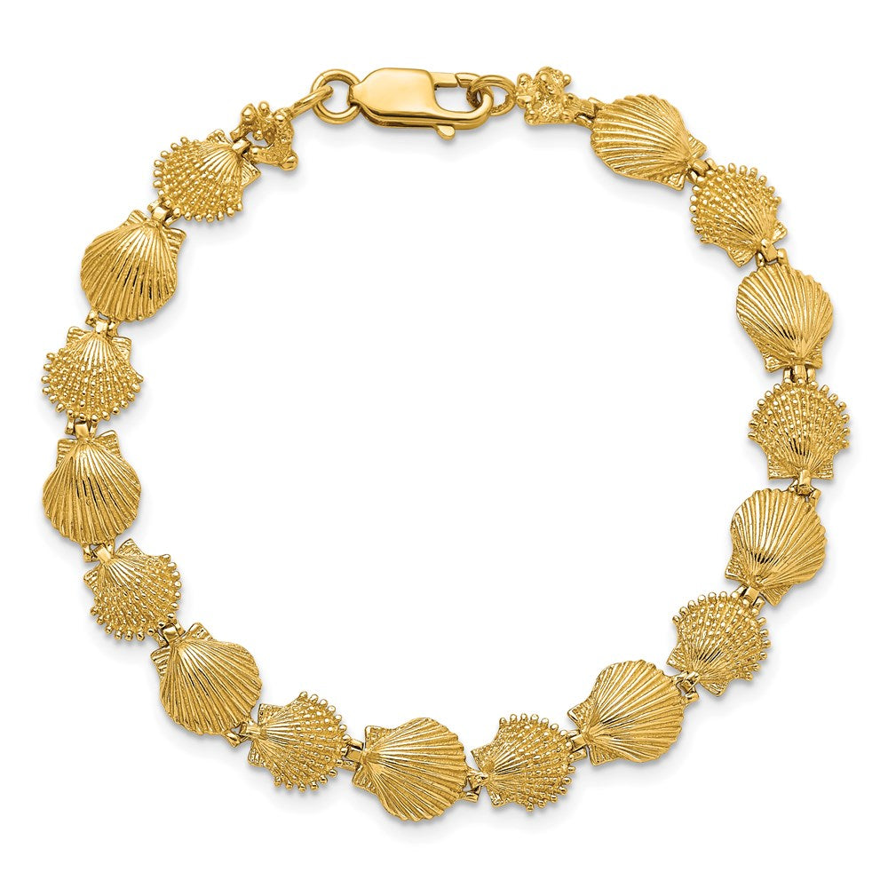 14K Polished /Textured Scallop Shell Bracelet